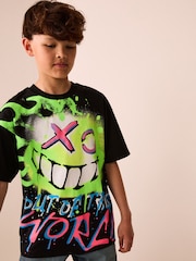 Black Graffiti Short Sleeve Graphic T-Shirt (3-16yrs) - Image 4 of 8