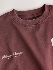 Urban Burgundy Red Washed Graphic T-Shirt (3-16yrs) - Image 3 of 4