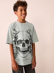 Grå kranie - Kortærmet grafisk T-shirt (3-16år) - Billede 1 af 8