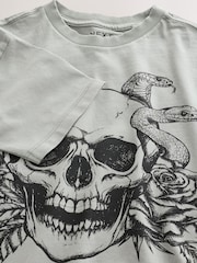 Grå kranie - Kortærmet grafisk T-shirt (3-16år) - Billede 7 af 8