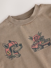 Mink Back Print Washed Graphic T-Shirt (3-16yrs) - Image 8 of 8