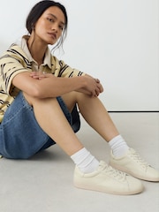 White/Blue Forever Comfort® Lace Up Leather Trainers - Image 2 of 9