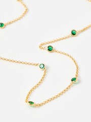 Oliver Bonas Green Maddie Stone Gold Toned Chain Necklace - Image 2 of 4