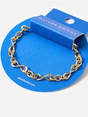 Oliver Bonas Gold Tone Serena Stainless Steel Waterproof Chain Bracelet - Image 3 of 6