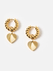 Oliver Bonas Gold Tone Stainless Steel Waterproof Statement Heart Earrings - Image 1 of 6