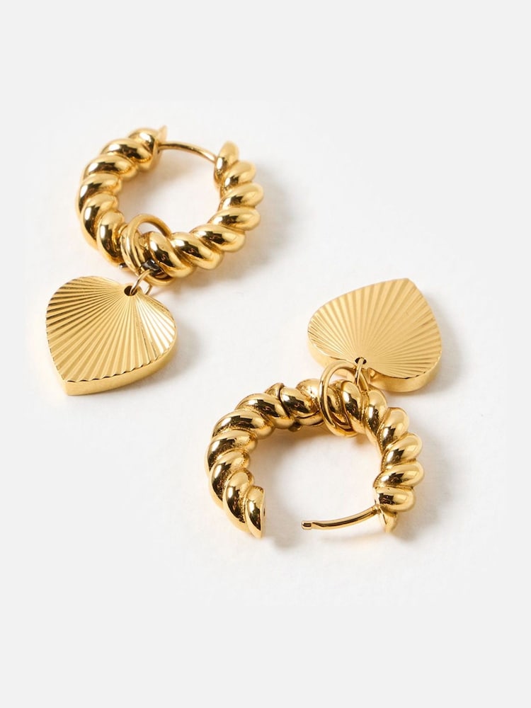 Oliver Bonas Gold Tone Stainless Steel Waterproof Statement Heart Earrings - Image 2 of 6 Oliver Bonas Gold Tone Stainless Steel Waterproof Statement Heart Earrings - Image 2 of 6
