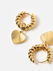 Oliver Bonas Gold Tone Stainless Steel Waterproof Statement Heart Earrings - Image 3 of 6