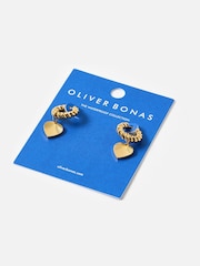 Oliver Bonas Gold Tone Stainless Steel Waterproof Statement Heart Earrings - Image 4 of 6