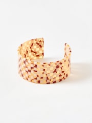 Oliver Bonas Brown Hettie Chequerboard Resin Cuff Bangle - Image 1 of 3