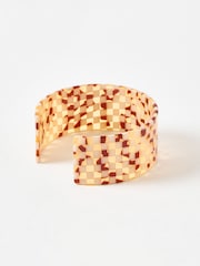 Oliver Bonas Brown Hettie Chequerboard Resin Cuff Bangle - Image 2 of 3