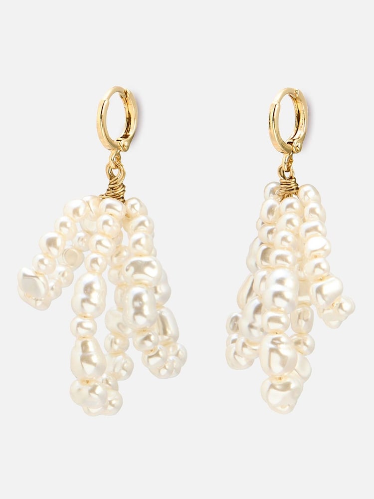 Oliver Bonas White Izabel Faux Pearl Loops Statement Earrings - Image 1 of 5 Oliver Bonas White Izabel Faux Pearl Loops Statement Earrings - Image 1 of 5