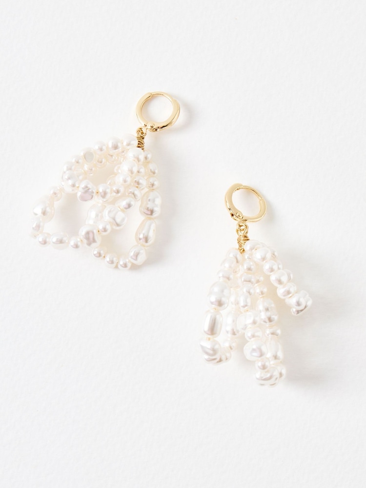 Oliver Bonas White Izabel Faux Pearl Loops Statement Earrings - Image 2 of 5 Oliver Bonas White Izabel Faux Pearl Loops Statement Earrings - Image 2 of 5