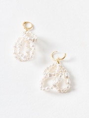 Oliver Bonas White Izabel Faux Pearl Loops Statement Earrings - Image 3 of 5