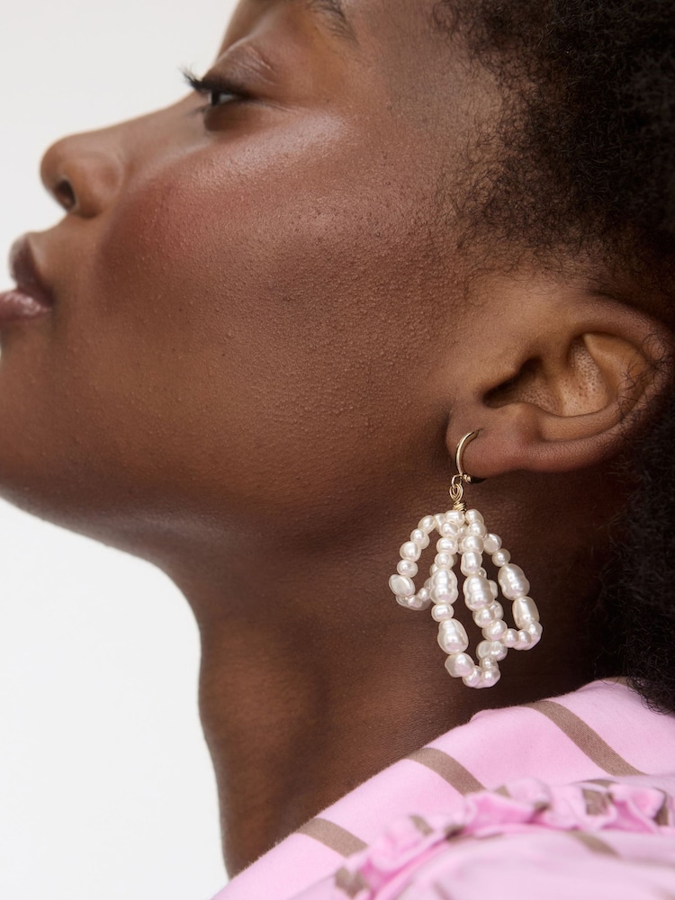 Oliver Bonas White Izabel Faux Pearl Loops Statement Earrings - Image 5 of 5 Oliver Bonas White Izabel Faux Pearl Loops Statement Earrings - Image 5 of 5
