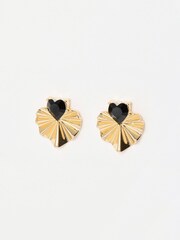 Oliver Bonas Black Marlow Stone Large Heart Stud Earrings - Image 1 of 5
