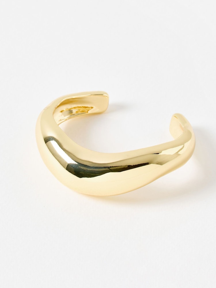 Oliver Bonas Gold Tone Noel Smooth Chunky Cuff Bangle - Image 1 of 4