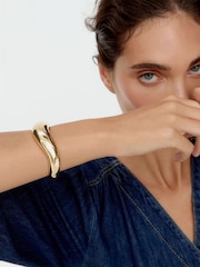 Oliver Bonas Gold Tone Noel Smooth Chunky Cuff Bangle - Image 4 of 4