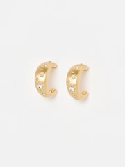 Oliver Bonas Gold Tone Novah Celestial Stone Hoop Earrings - Image 1 of 5