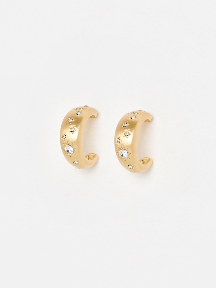 Oliver Bonas Gold Tone Novah Celestial Stone Hoop Earrings - Image 1 of 5