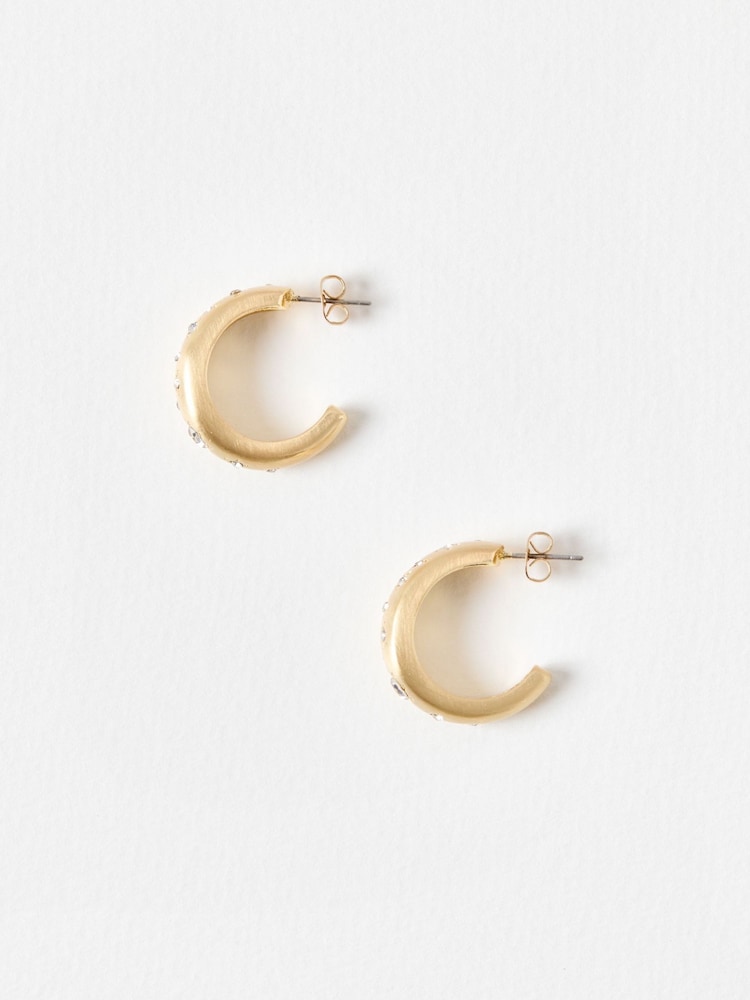 Oliver Bonas Gold Tone Novah Celestial Stone Hoop Earrings - Image 2 of 5