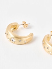Oliver Bonas Gold Tone Novah Celestial Stone Hoop Earrings - Image 4 of 5