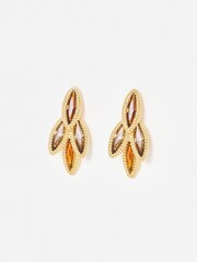 Oliver Bonas Brown Symetha Oval & Nugget Mini Drop Earrings - Image 1 of 4