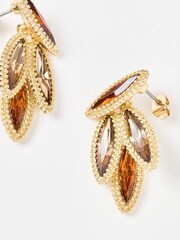 Oliver Bonas Brown Symetha Oval & Nugget Mini Drop Earrings - Image 3 of 4