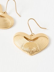 Oliver Bonas Gold Tone Calliope Line Detail Heart Drop Hook Earrings - Image 4 of 5