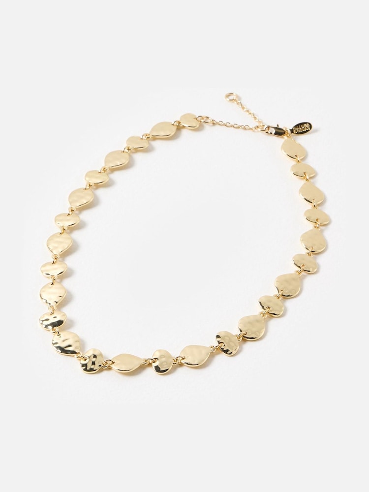 Oliver Bonas Gold Tone Cali Hammered Collar Necklace - Image 1 of 4