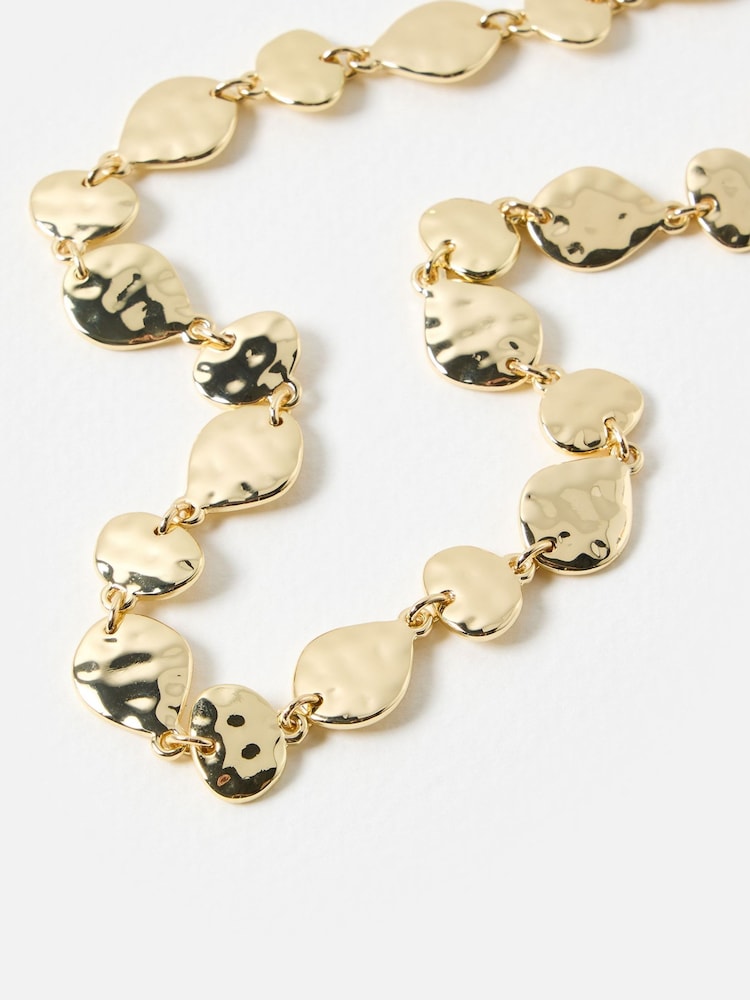 Oliver Bonas Gold Tone Cali Hammered Collar Necklace - Image 2 of 4