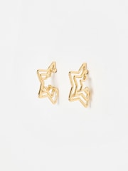 Oliver Bonas Gold Tone Ember Layered Star Hoop Earrings - Image 1 of 5