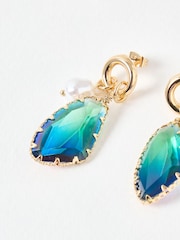 Oliver Bonas Blue Solor Stone Charm Drop Earrings - Image 3 of 3