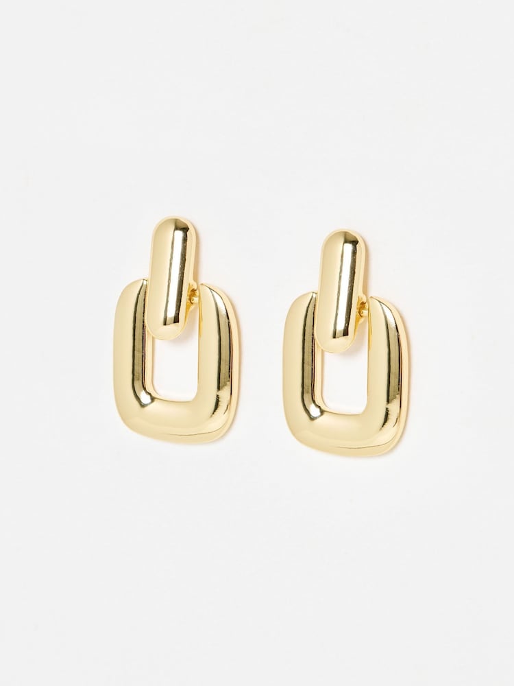 Oliver Bonas Gold Tone Bridey Rectangular Statement Earrings - Image 1 of 3
