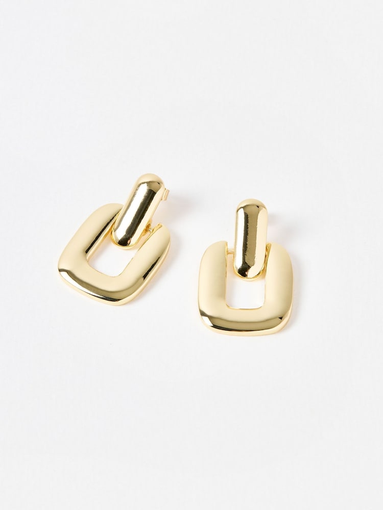 Oliver Bonas Gold Tone Bridey Rectangular Statement Earrings - Image 2 of 3