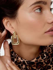 Oliver Bonas Gold Tone Bridey Rectangular Statement Earrings - Image 3 of 3
