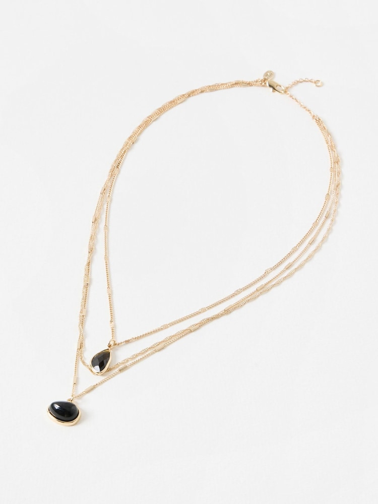 Oliver Bonas Black Melody Triple Row Layered Pendant Necklace - Image 2 of 4 Oliver Bonas Black Melody Triple Row Layered Pendant Necklace - Image 2 of 4