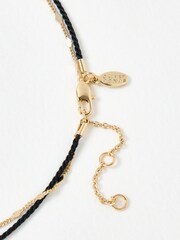 Oliver Bonas Black Misha Mini Heart Pendant Double Row Cord Necklace - Image 3 of 4
