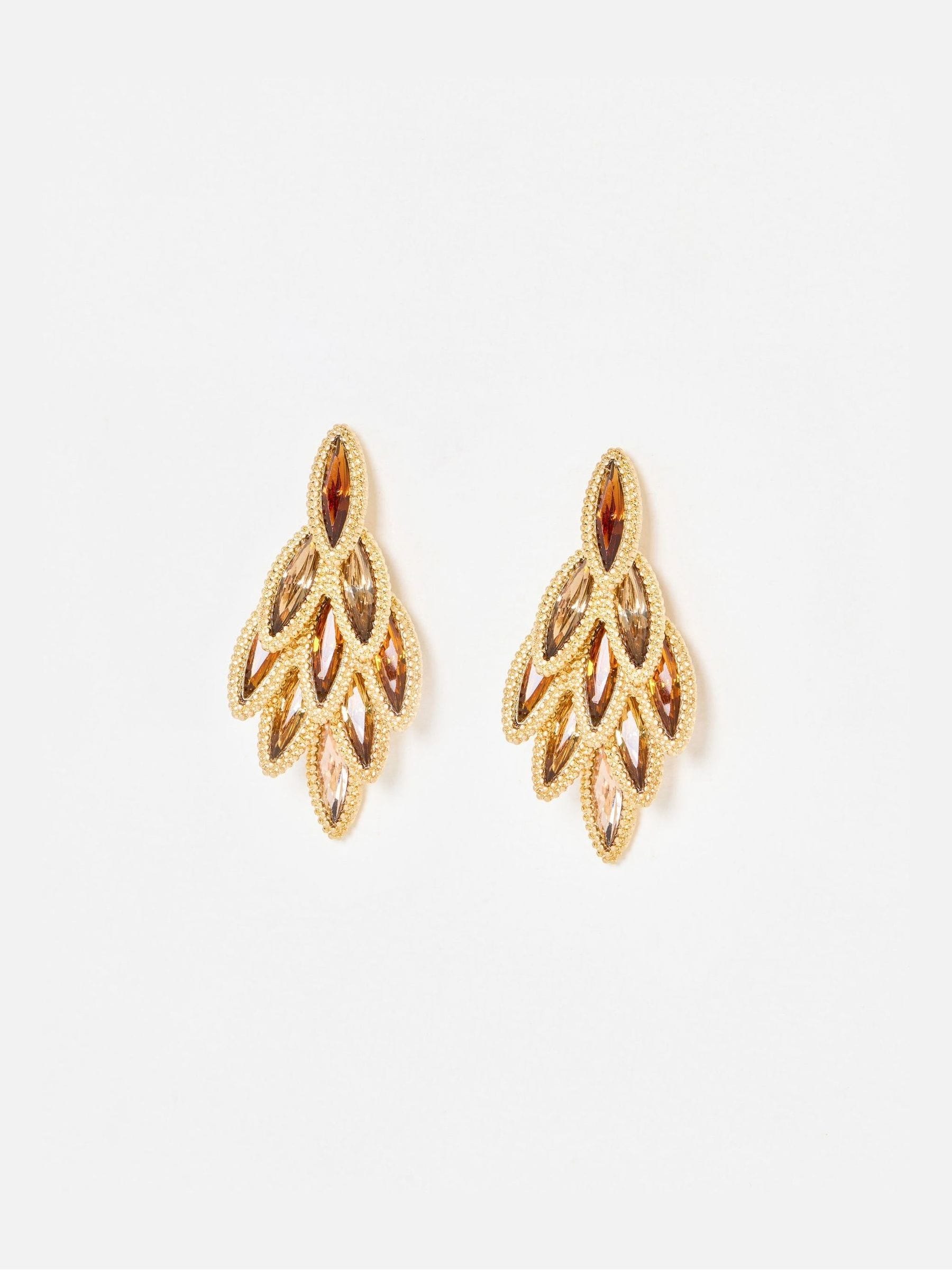 Buy Oliver Bonas Brown Symetha Oval & Nugget Large Drop Earrings
