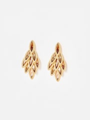 Oliver Bonas Brown Symetha Oval & Nugget Large Drop Earrings - Image 1 of 4