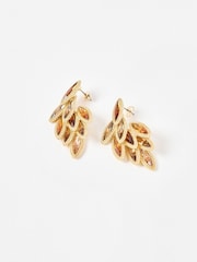 Oliver Bonas Brown Symetha Oval & Nugget Large Drop Earrings - Image 2 of 4
