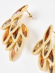 Oliver Bonas Brown Symetha Oval & Nugget Large Drop Earrings - Image 3 of 4