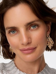Oliver Bonas Brown Symetha Oval & Nugget Large Drop Earrings - Image 4 of 4