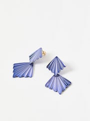 Oliver Bonas Blue Shay Two Tone Blue Plated Tiered Drop Earrings - Image 2 of 4