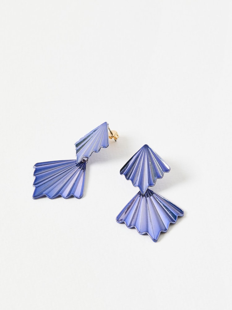 Oliver Bonas Blue Shay Two Tone Blue Plated Tiered Drop Earrings - Image 2 of 4
