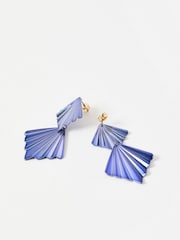Oliver Bonas Blue Shay Two Tone Blue Plated Tiered Drop Earrings - Image 3 of 4