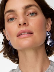 Oliver Bonas Blue Shay Two Tone Blue Plated Tiered Drop Earrings - Image 4 of 4