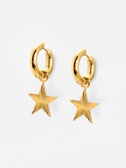 Oliver Bonas Gold Tone Taylor Stainless Steel Waterproof Star Charm Hoop Earrings - Image 1 of 5