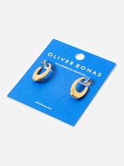 Oliver Bonas Gold Tone Simone Stainless Steel Waterproof Long Hoop Earrings - Image 4 of 6