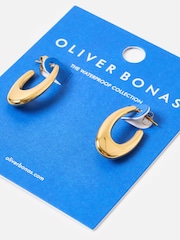 Oliver Bonas Gold Tone Simone Stainless Steel Waterproof Long Hoop Earrings - Image 5 of 6