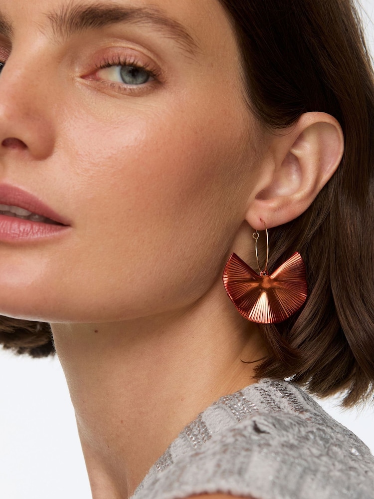 Oliver Bonas Orange Sahara Shape Drop Hoop Earrings - Image 5 of 5 Oliver Bonas Orange Sahara Shape Drop Hoop Earrings - Image 5 of 5